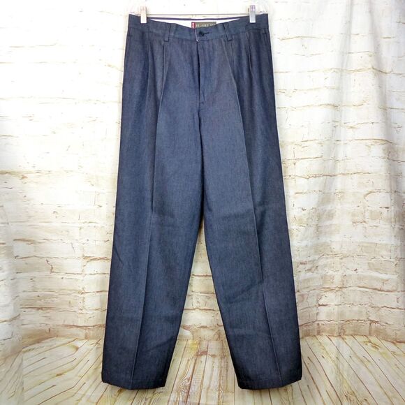 Edwin Jeans Men 33 (30X31) Blue Wide Leg Relaxed Pleated Chino Trouser Y2K Japan